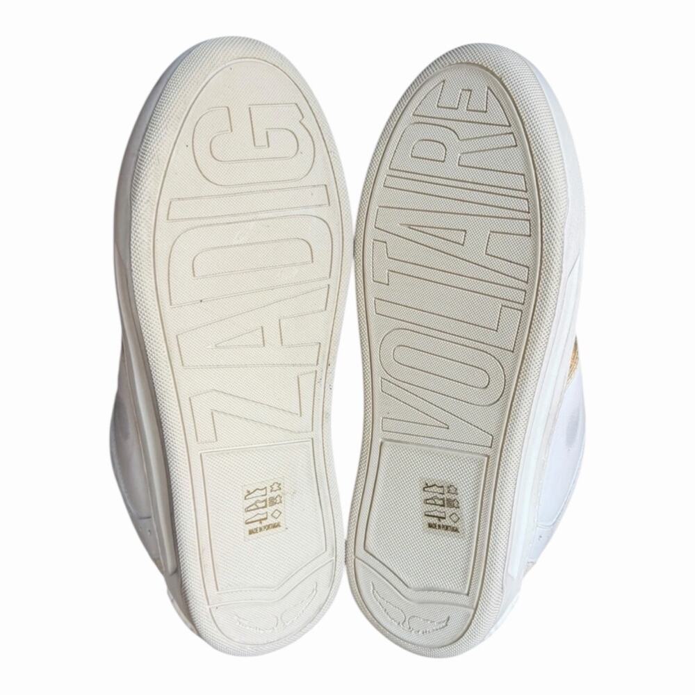 Zadig & Voltaire Wings Flash Vintage Metal Used Sneakers Size 38 White Gold NIB - Picture 15 of 16